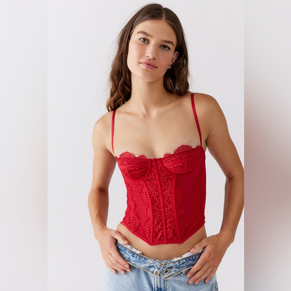 Urban Outfitters Out From Under Red Corset Size Small